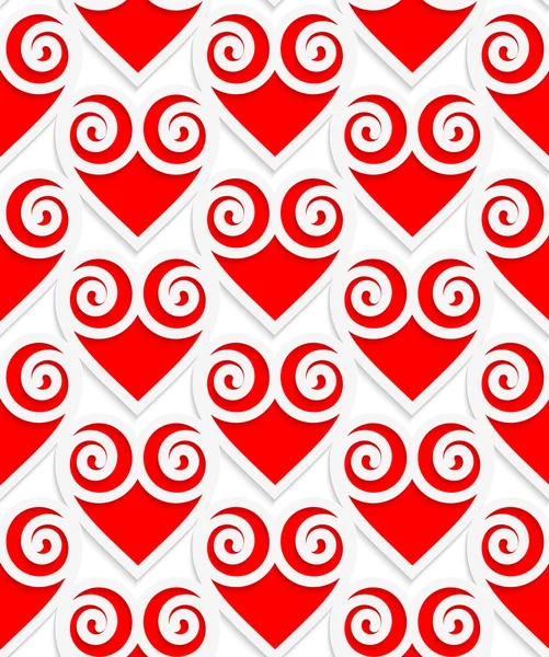 彩色 3d 红色漩涡心 — 图库矢量图片