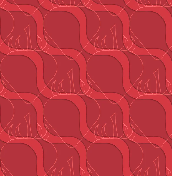 Retro 3D vermelho ondulado corte morango — Vetor de Stock