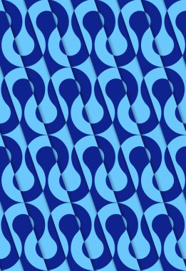 Mavi Dalgalar Retro 3d çapraz kesim