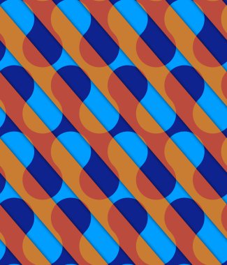 Mavi ve turuncu dalgalar Retro 3d çapraz kesim