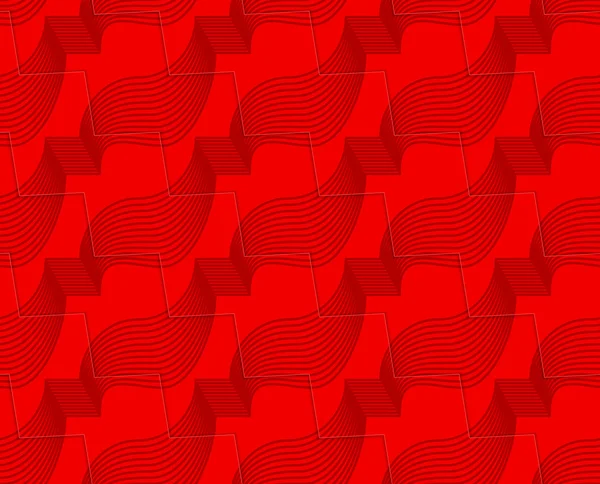 Retro 3d kırmızı zikzak kesme şeritler — Stok Vektör