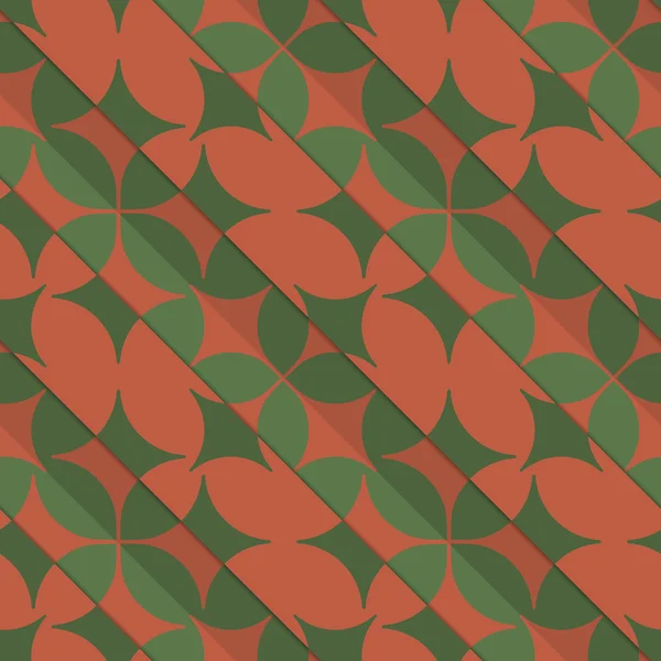 Retro 3D verde e vermelho com quatro folhas pontiagudas — Vetor de Stock