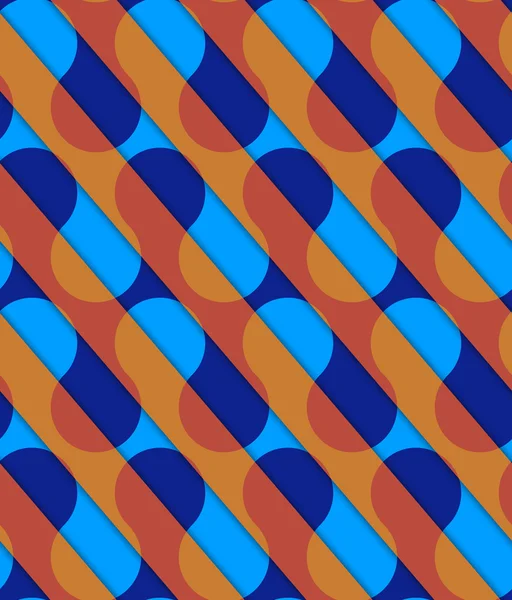 Retro 3d diagonaal gesneden blauwe en oranje golven — Stockvector