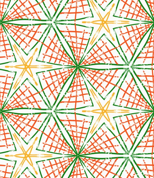 Τραχύ πινέλο πράσινο και πορτοκαλί καρό τρίγωνα — Διανυσματικό Αρχείο