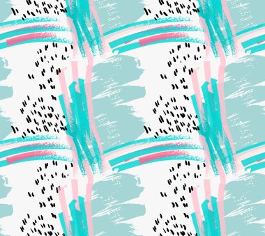 Abstract light green brush strokes and black marks