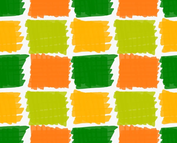 Marker gezeichnete schraffierte grüne und orangefarbene Quadrate — Stockvektor