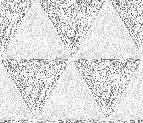 Lápiz eclosionó triángulos claros y grises oscuros en fila — Vector de stock