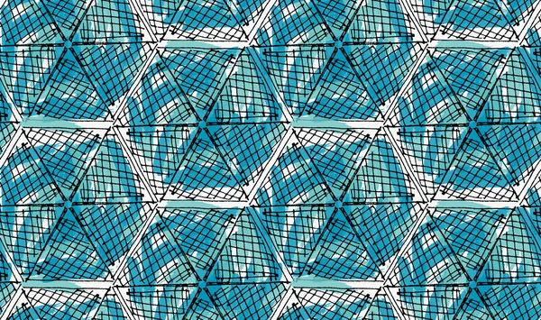 Cor artística escovado azul xadrez hexágonos — Vetor de Stock