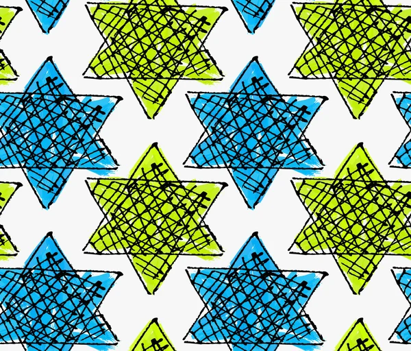 Color artístico cepillado azul verde estrellas — Vector de stock