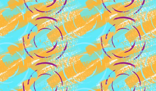 Artistieke kleur geborsteld blauw oranje grunge textuur met cirkels — Stockvector
