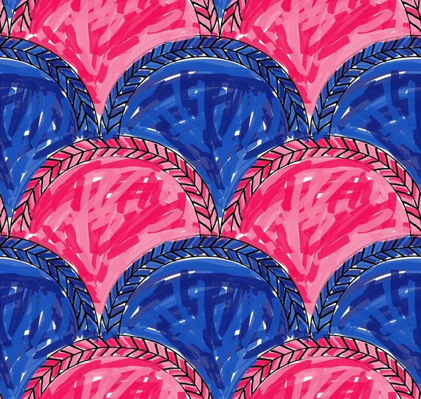 Cor artística escovado azul rosa chevrons arqueados — Vetor de Stock