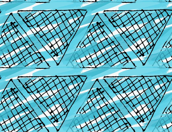 Cor artística escovado textura azul com triângulos eclodidos — Vetor de Stock
