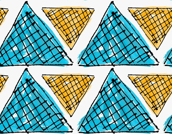 Colore artistico spazzolato triangoli arancio e blu — Vettoriale Stock
