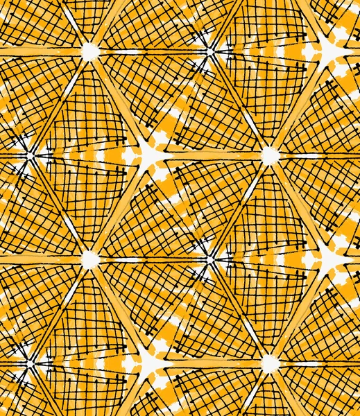 Художественный цвет кисти оранжевых клетчатых шестиугольников — стоковый вектор