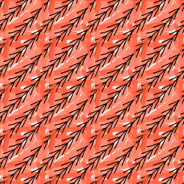 Couleur artistique texture orange brossé avec chevrons diagonaux — Image vectorielle