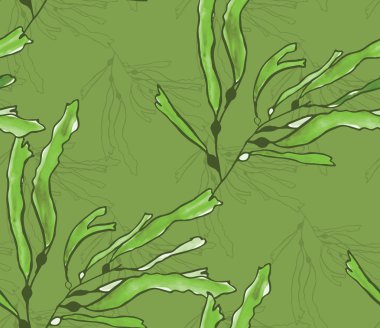 Yeşil yosun yeşil suluboya