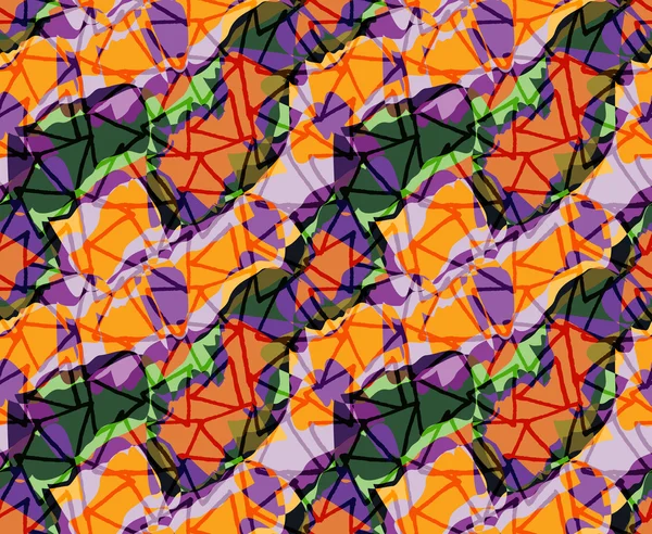 Grova trianglar på upptagen lila orange bakgrund — Stock vektor
