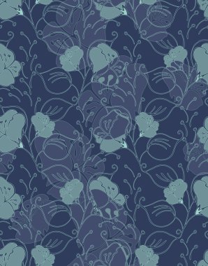 Kumaş tasarım çiçek mavi ve yeşil