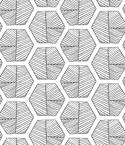 Hatched hexagons with seam — Stock Vector