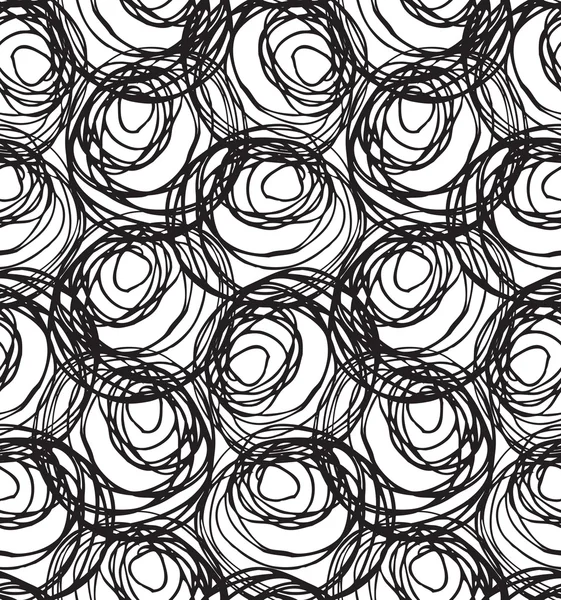 Les gribouillis monochromes grands cercles se chevauchent sur blanc — Image vectorielle