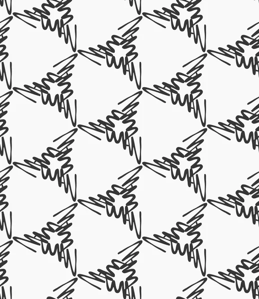 Gekritzelte Striche, die Dreiecke auf Weiß bilden — Stockvektor