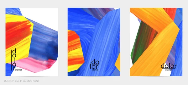 カラフルな明るいアクリルテクスチャ形状の抽象ベクトル背景 芸術チラシのデザインテンプレート 手描きコラージュアートデジタルペイント ブラシストロークスプラッシュとユニバーサルレイアウト — ストックベクタ