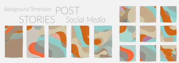 Social Media Booster Achtergrond Set Art Terrazzo Patroon Met Golvende — Stockvector