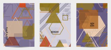 Soyut geometrik doku. Yüzyılın ortalarında, geometrik şekilli, şeffaf ve üst üste binen modern tasarım. Retro renkler. Flyer şablonu retro geometri vintage biçimi.