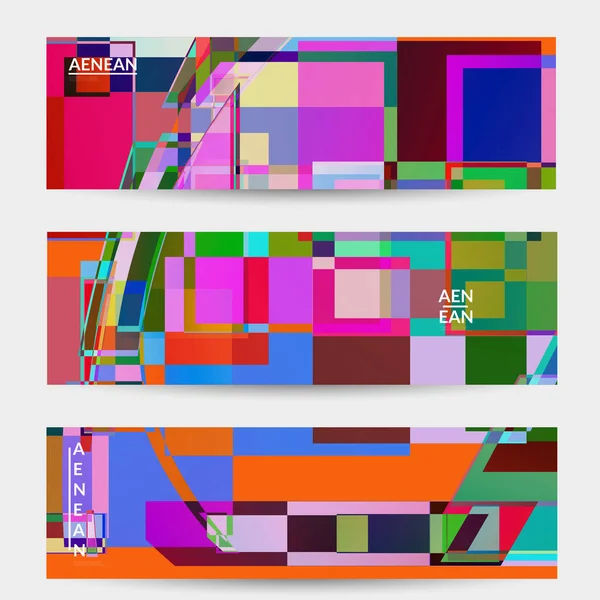 Modèle Abstrait Bannière Vectorielle Grandes Carrés Chevauchants Colorés Vibrants Rétro — Image vectorielle