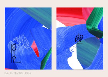 Renkli parlak akrilik dokulu şekilli soyut vektör arkaplanı. Sanatsal poster tasarım şablonu. El çizimi sanat eseri dijital boya afişi. Fırça darbesiyle evrensel yerleşim.