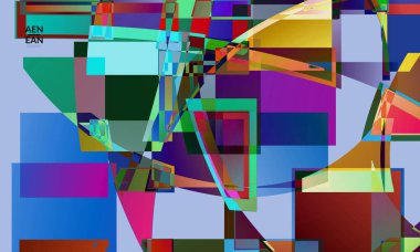 Soyut vektör duvar kağıdı. Büyük, renkli, örtüşen kareler. Retro TV test hatası dijital sanat. Piksel düzensiz geometrik desen. Büyük veri siber uzay bilgisayarlı filtrelenmiş doku.