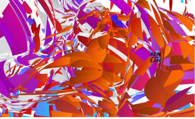 Parlak renkli küçük parçacık patlaması içeren soyut iniş sayfası şablonu. Spor müziği sosyal medya düzeni. Dış uzay hareketli optik sanat dinamik arka planı. Gelecekçi vektör.