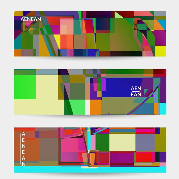 Modelo Banner Vetorial Abstrato Grandes Quadrados Sobrepostos Coloridos Vibrantes Retro — Vetor de Stock