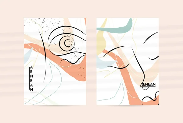 Arte Cara Abstrata Desenho Contínuo Linha Retrato Logotipo Moda Mulher —  Vetores de Stock