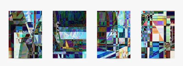 Modelo Folheto Vetorial Abstrato Pequena Arte Falha Distorção Pixel Quebrado —  Vetores de Stock