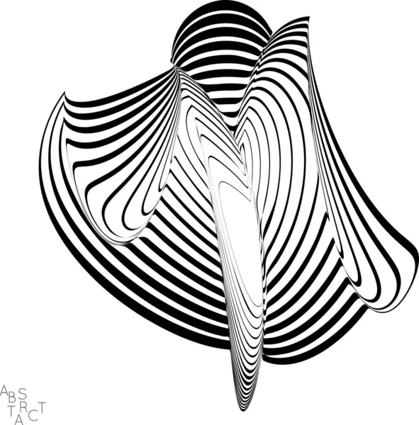 Criatura Vida Oceánica Profunda Rayada Abstracta Arte Óptico Blanco Negro — Vector de stock