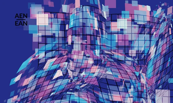 Cuadrado Pixel Forma Distorsionada Mosaico Los Ocupantes Ilegales Superpuestos Transparentes — Vector de stock