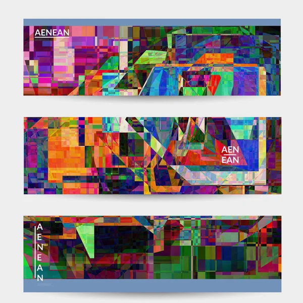 Abstrakt Vektor Banner Mall Liten Trasig Pixelförvrängning Glitch Konst Matrisens — Stock vektor