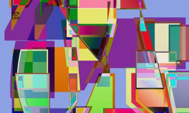 Soyut vektör duvar kağıdı. Büyük, renkli, örtüşen kareler. Retro TV test hatası dijital sanat. Piksel düzensiz geometrik desen. Büyük veri siber uzay bilgisayarlı filtrelenmiş doku.