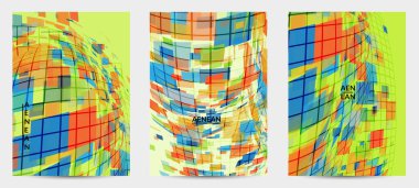 Kare piksel mozaik şekli bozulmuş. Şeffaf gecekonducular dinamik hareket etkisi yaratır. Soyut hava balonu vektör arkaplanı.