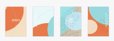 Sosyal medya arka plan şablonu. Elle çizilmiş organik doğal karışımlı şekiller. Dalgalı çizgiler egzotik tropikal tasarım yaratır. Pazarlama teknolojisi için vektör illüstrasyon. Modern çağdaş biçim.
