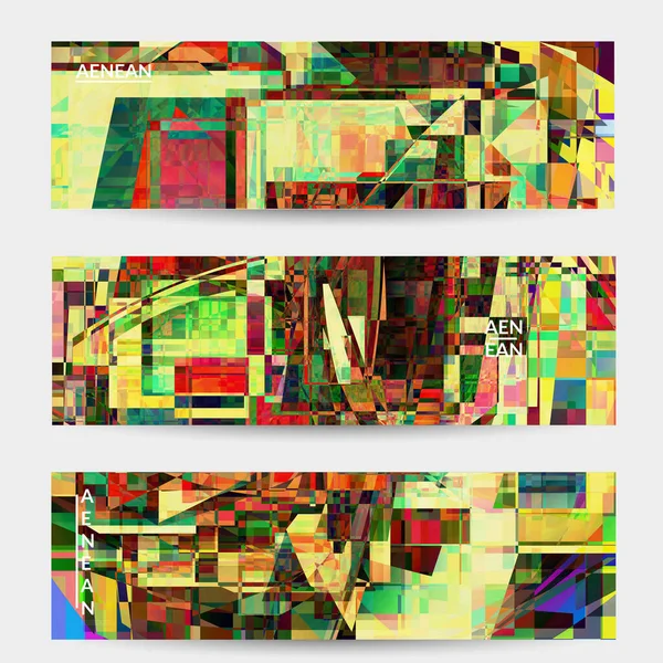 Soyut Vektör Pankartı Şablonu Küçük Kırık Piksel Çarpıtma Sanatı Matris — Stok Vektör