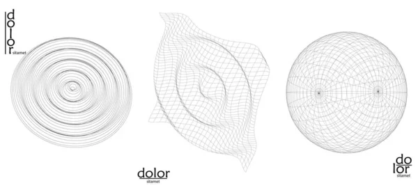 Abstraktes Drahtgittervektorobjektset Digitale Oberfläche Geometrische Struktur Oder Computermodellierung Geometrischer Form — Stockvektor