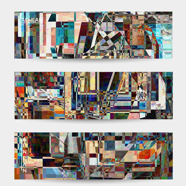Modelo Banner Vetorial Abstrato Pequena Arte Falha Distorção Pixel Quebrado —  Vetores de Stock