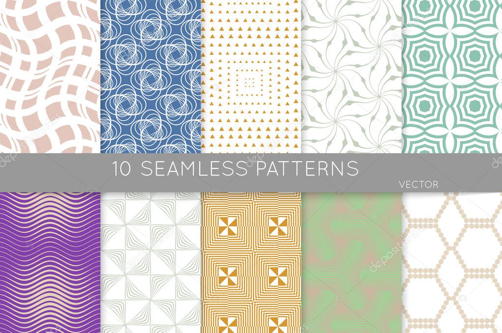 Simple geometric texture. Collection of seamless geometric minimalistic patterns. Backgrounds and wallpapers. Textile ornament. Properly grouped and layered drag and drop to the swatch pallet.