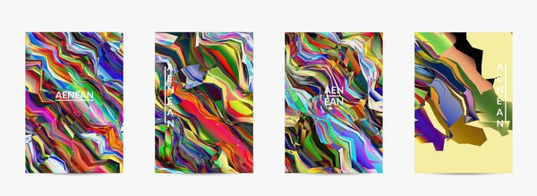 摘要矢量飞行模板 水彩质感充满活力的彩色背景 可视化计算机过滤了梯度波状对角线 动态油漆流动大理石纹理图案 迷幻艺术海报 — 图库矢量图片