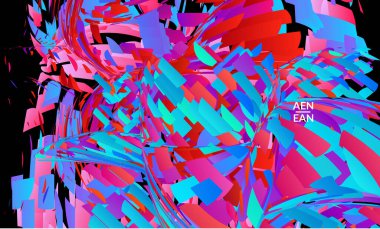 Parlak renkli küçük parçacık patlaması içeren soyut iniş sayfası şablonu. Spor müziği sosyal medya düzeni. Dış uzay hareketli optik sanat dinamik arka planı. Gelecekçi vektör.