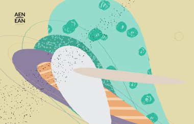 Doğal renklerde dalgalı karışık şekilli soyut vektör kapağı tasarımı. Çizgili ve karalamalı bir el. Modern çağdaş sanat. Satış tanıtımı olayı için poster ya da yazdırma şablonu.
