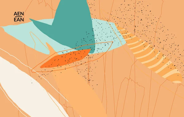 Мінімальний Абстрактний Векторний Шаблон Обкладинки Органічний Гранж Текстуровані Хвилясті Форми — стоковий вектор