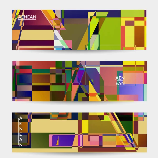 Plantilla Banner Vectorial Abstracto Grandes Cuadrados Superpuestos Colores Vibrantes Retro — Archivo Imágenes Vectoriales